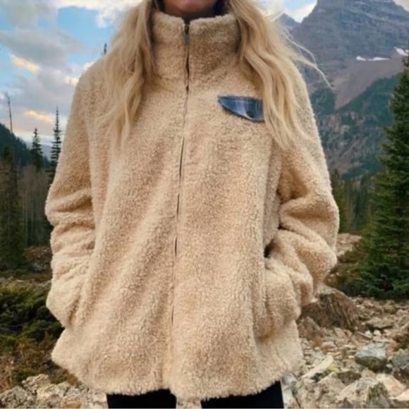 Pendleton Sherpa Zip Jacket in Beige, Size Large - Picture 1 of 16